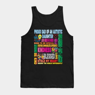 Autism Proud Dad Father Daughter Love Autistic Kids Autism Awareness Family Tank Top